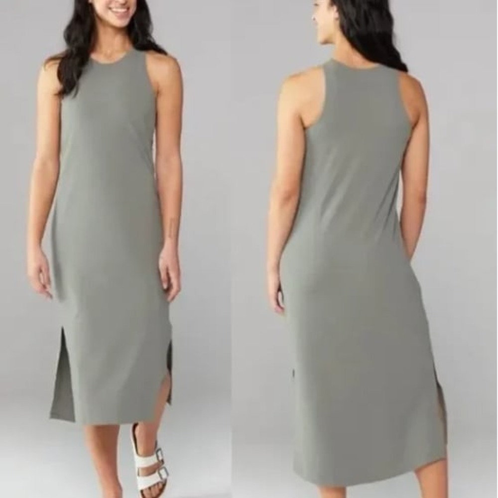 REI Co-Op Womens XL Sun Up Tank Travel Casual Midi Dress Sage Athleisure Stretch - Picture 8 of 11